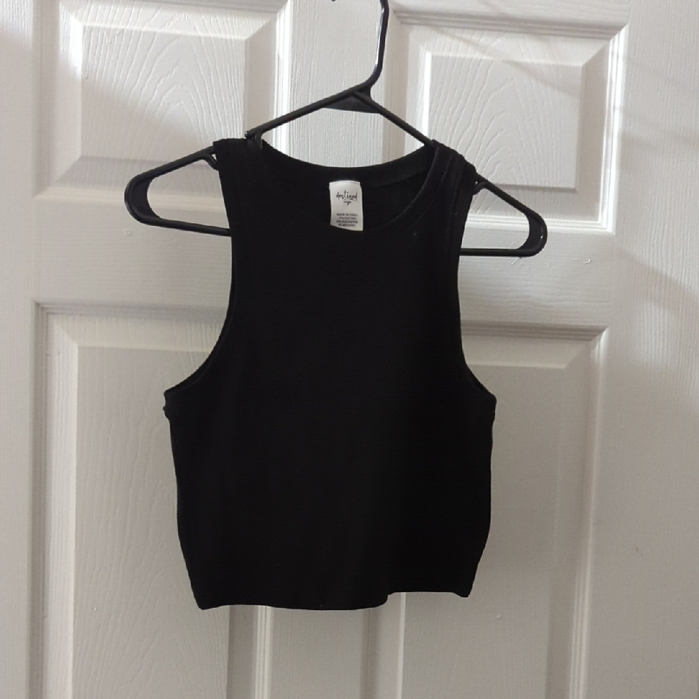 Destined Black Fitted Crop Tank Top